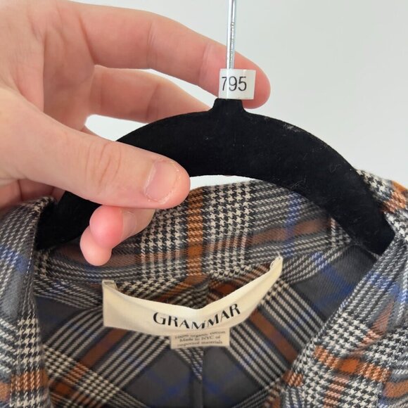 795 Grammar Flannel Feminine Dress - Tartan Color Grey Size 2 - Picture 3 of 6